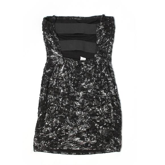 Taboo Black Glittery Shiny Goth Strapless Cocktail Dress - Picture 2 of 8